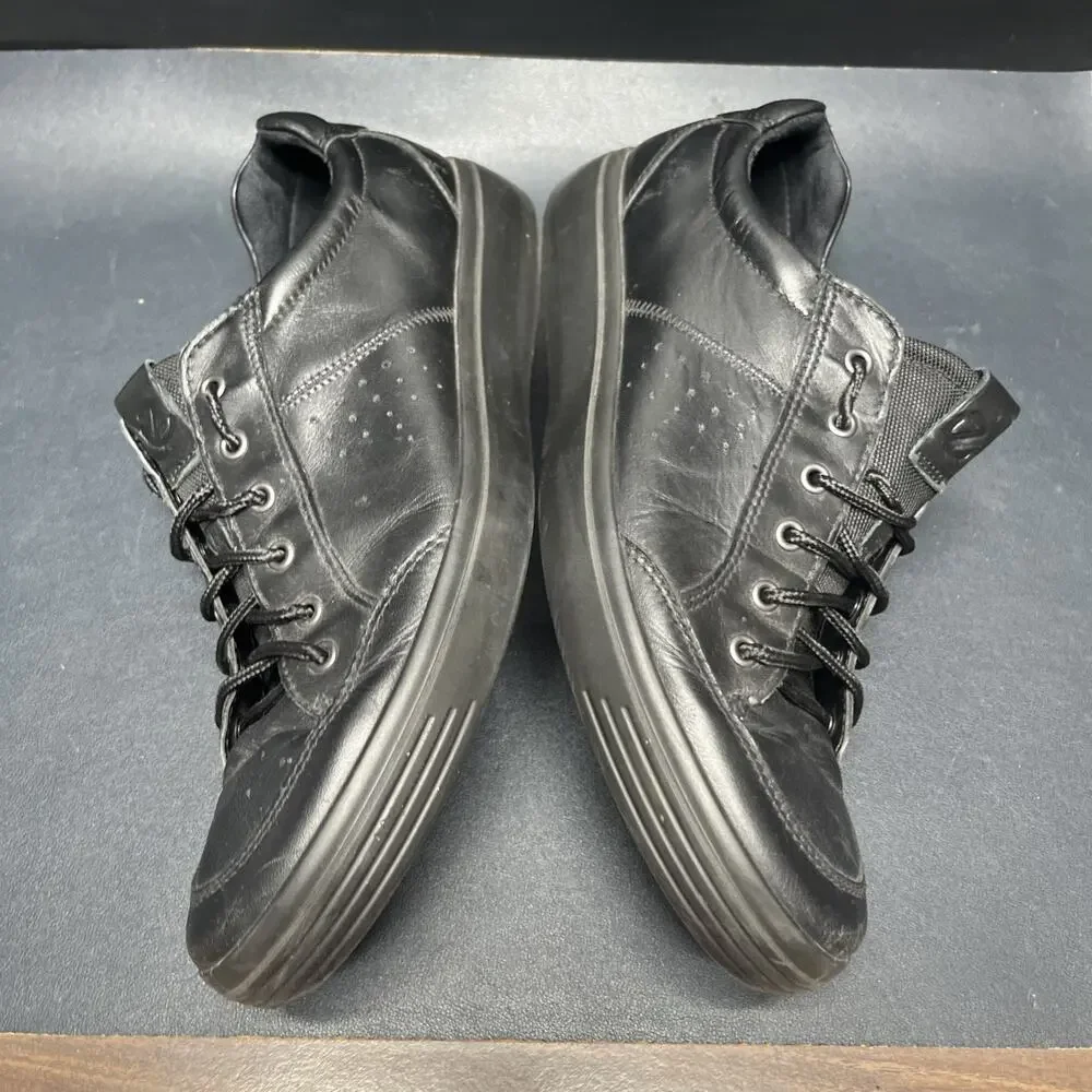 Ecco Men's Soft Classic Lace Sneaker Black Leather EU 47 Size 13 US